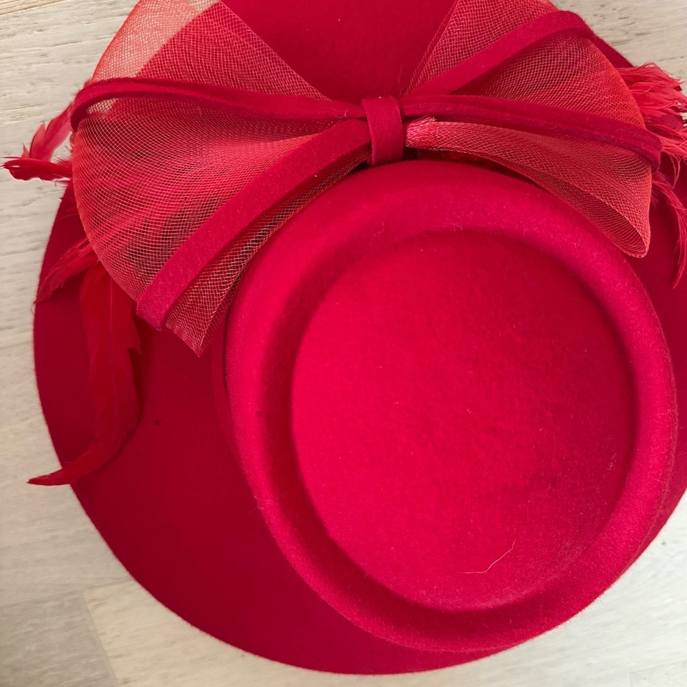 Elegant Red Women's Hat with Bow
